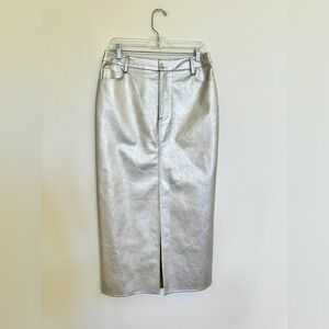 Wayf Metallic Silver Pencil Skirt